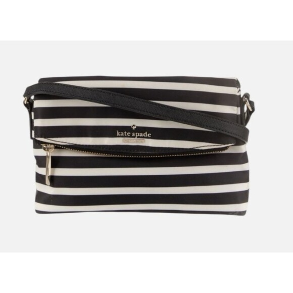 $155 Kate Spade Black and White Striped Crossbody Bag